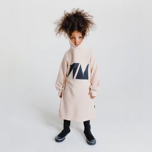 nununu Cream and Black Casual Kids Dress